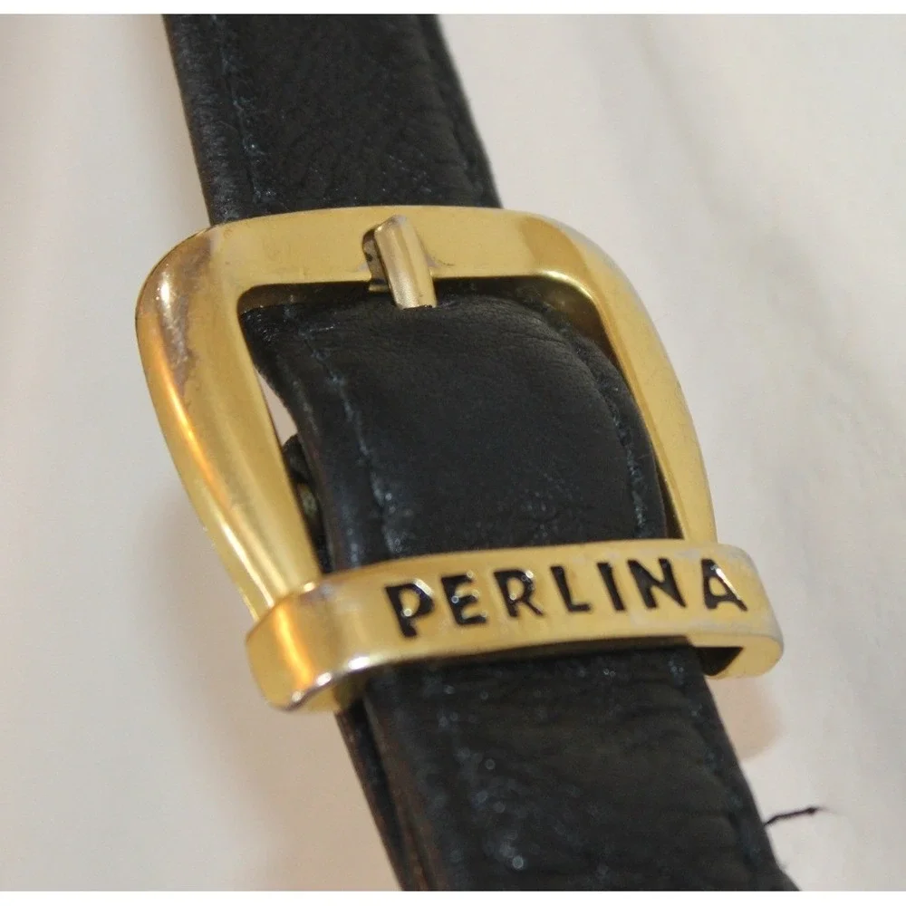 Perlina New York black leather satchel purse handbag